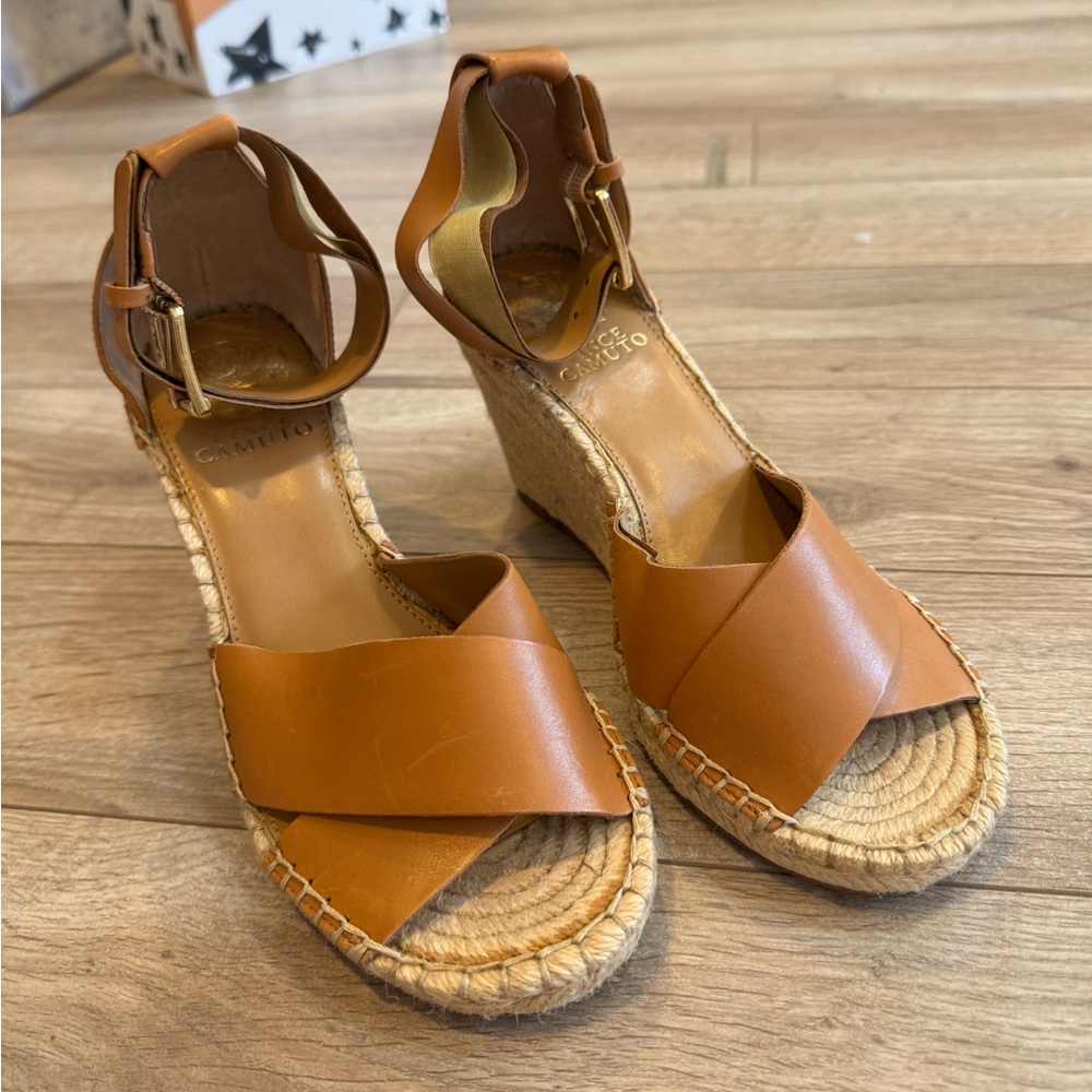 Vince Camuto Women's Tan Wedge Espadrille Sandals Never Worn 7.5 - Picture 2 of 7